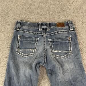 BKE Harper Mid Rise Blue Dark Wash Western Bootcut Jeans Womens 30x27.5